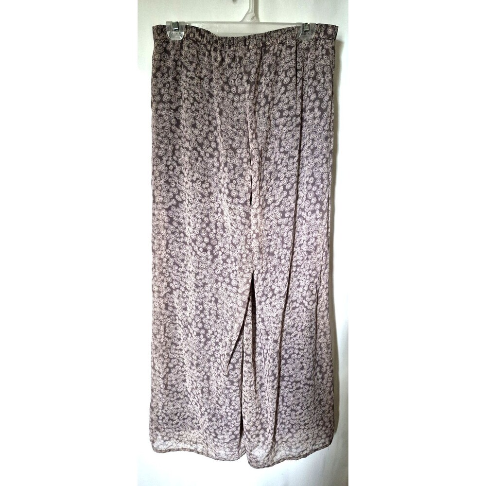 Festival Fairy Sheer Women's Floral Print Wide Leg Pants Lined Elastic Waist